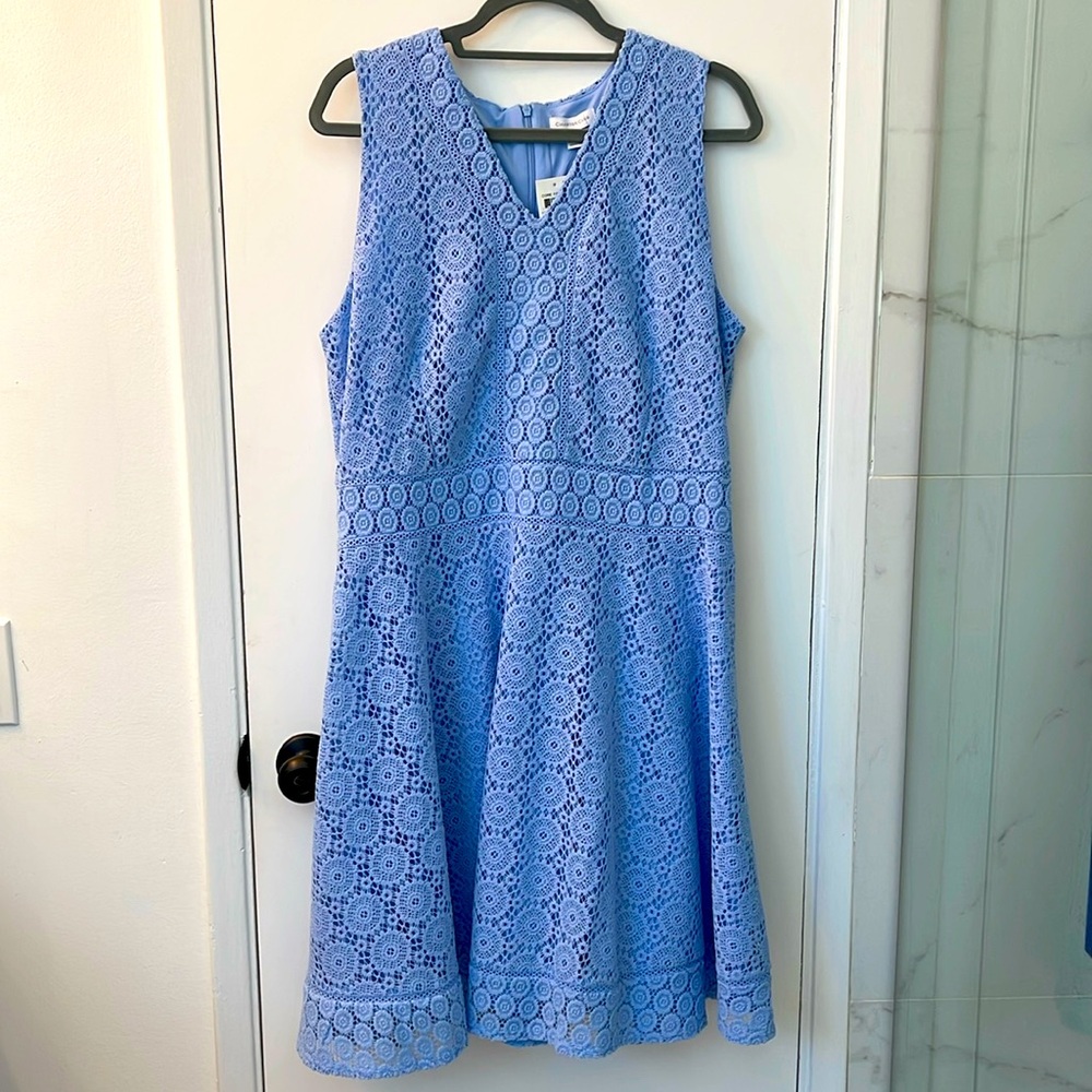 Charter Club Women's Light Blue Lace Fit & Flare Dress Size XL NWT